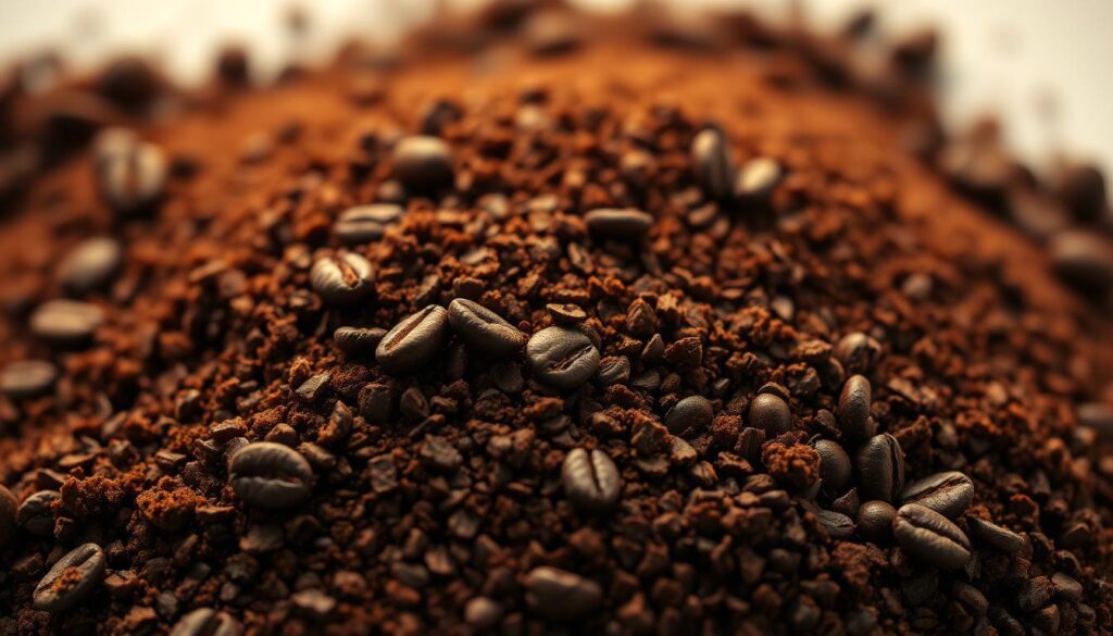 A beautifully lit close-up of freshly ground espresso roast coffee, its rich, dark brown hues glistening under soft, warm lighting. The grounds are finely textured, with a uniform, velvety consistency, suggesting a high-quality roast. The image is shot from an elevated angle, highlighting the alluring aroma and enticing texture of the coffee. The background is a clean, neutral palette, allowing the main subject to take center stage and draw the viewer's attention to the benefits of using an espresso roast for regular coffee preparation. A beautifully lit close-up of freshly ground espresso roast coffee, its rich, dark brown hues glistening under soft, warm lighting. The grounds are finely textured, with a uniform, velvety consistency, suggesting a high-quality roast. The image is shot from an elevated angle, highlighting the alluring aroma and enticing texture of the coffee. The background is a clean, neutral palette, allowing the main subject to take center stage and draw the viewer's attention to the benefits of using an espresso roast for regular coffee preparation.
