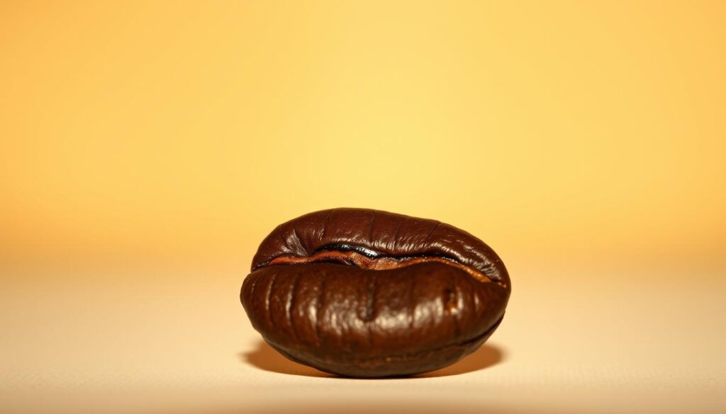 A carefully roasted espresso bean, its rich, dark hue glistening under the warm, soft lighting. The bean's surface is textured with a subtle sheen, hinting at the caramelized, complex flavors within. Positioned in the foreground, the bean is the central focus, surrounded by a clean, minimalist background that allows its essence to shine. The lighting casts gentle shadows, accentuating the bean's contours and depth, creating a sense of depth and dimension. The overall mood is one of sophisticated simplicity, inviting the viewer to imagine the aromatic, full-bodied espresso that could be brewed from this carefully selected, expertly roasted bean. A carefully roasted espresso bean, its rich, dark hue glistening under the warm, soft lighting. The bean's surface is textured with a subtle sheen, hinting at the caramelized, complex flavors within. Positioned in the foreground, the bean is the central focus, surrounded by a clean, minimalist background that allows its essence to shine. The lighting casts gentle shadows, accentuating the bean's contours and depth, creating a sense of depth and dimension. The overall mood is one of sophisticated simplicity, inviting the viewer to imagine the aromatic, full-bodied espresso that could be brewed from this carefully selected, expertly roasted bean.