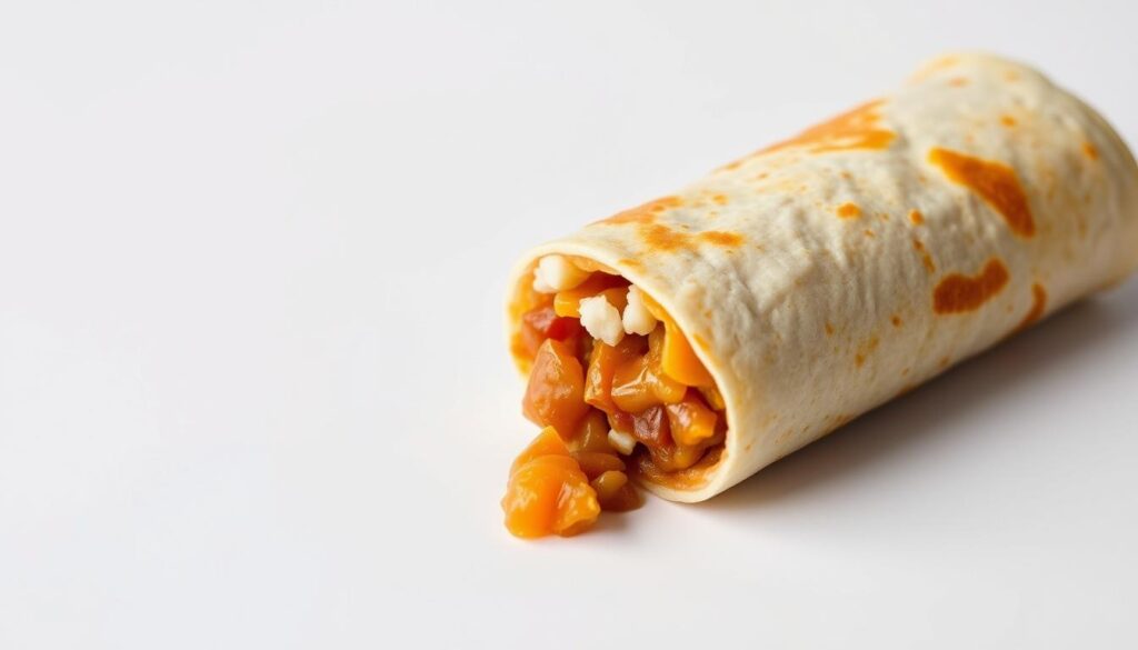 A close-up, high-resolution image of a McDonald's breakfast burrito against a clean, white background, with the nutrition facts displayed prominently in a simple, easy-to-read format. The burrito should be photographed from a slightly elevated angle, capturing its warm, inviting texture and color. The lighting should be soft and natural, creating a clean, professional look. The nutrition information should be clearly visible, showing the calorie count, macronutrient breakdown, and any other relevant details. The overall mood should be informative and appetizing, reflecting the subject of the article's "Complete Nutritional Information" section. A close-up, high-resolution image of a McDonald's breakfast burrito against a clean, white background, with the nutrition facts displayed prominently in a simple, easy-to-read format. The burrito should be photographed from a slightly elevated angle, capturing its warm, inviting texture and color. The lighting should be soft and natural, creating a clean, professional look. The nutrition information should be clearly visible, showing the calorie count, macronutrient breakdown, and any other relevant details. The overall mood should be informative and appetizing, reflecting the subject of the article's "Complete Nutritional Information" section.