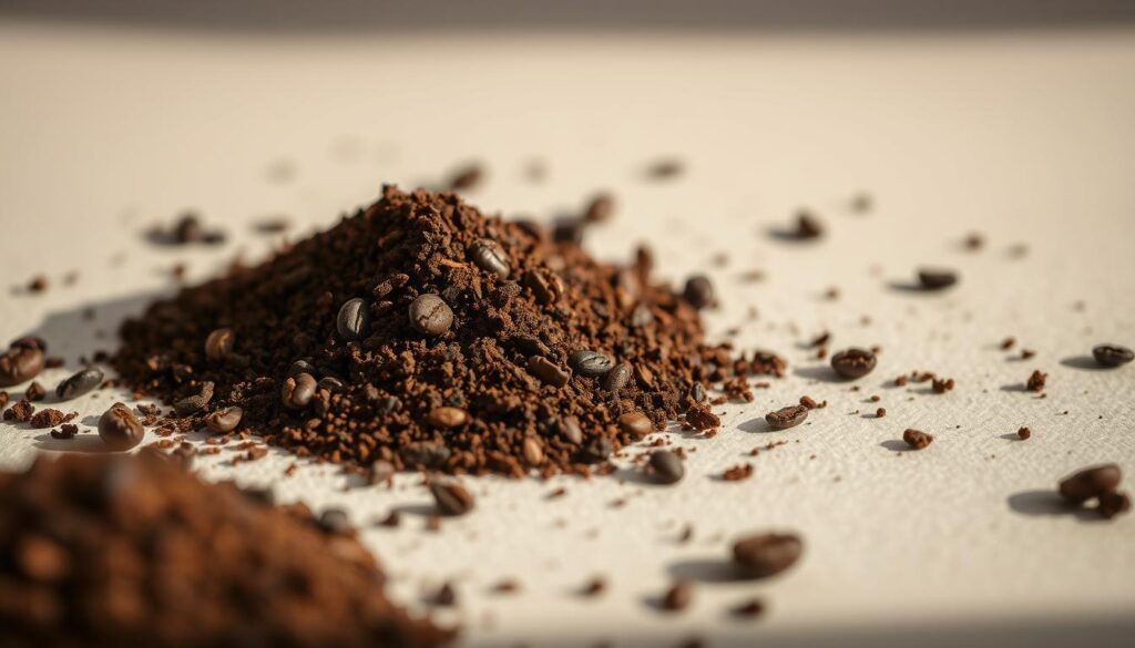 A close-up, high-resolution image of various coffee grounds sizes and textures suitable for use in an espresso machine. The grounds are arranged on a neutral, soft-focus background with subtle lighting from the side, casting gentle shadows to highlight the granular structure and subtle variations in color and coarseness. The grounds are displayed in a natural, organic manner, conveying a sense of freshness and quality. The focus is sharp on the coffee grounds, with a shallow depth of field to create a clean, minimal composition that emphasizes the subject matter. The overall mood is one of simplicity, attention to detail, and an appreciation for the artistry and science of coffee-making. A close-up, high-resolution image of various coffee grounds sizes and textures suitable for use in an espresso machine. The grounds are arranged on a neutral, soft-focus background with subtle lighting from the side, casting gentle shadows to highlight the granular structure and subtle variations in color and coarseness. The grounds are displayed in a natural, organic manner, conveying a sense of freshness and quality. The focus is sharp on the coffee grounds, with a shallow depth of field to create a clean, minimal composition that emphasizes the subject matter. The overall mood is one of simplicity, attention to detail, and an appreciation for the artistry and science of coffee-making.