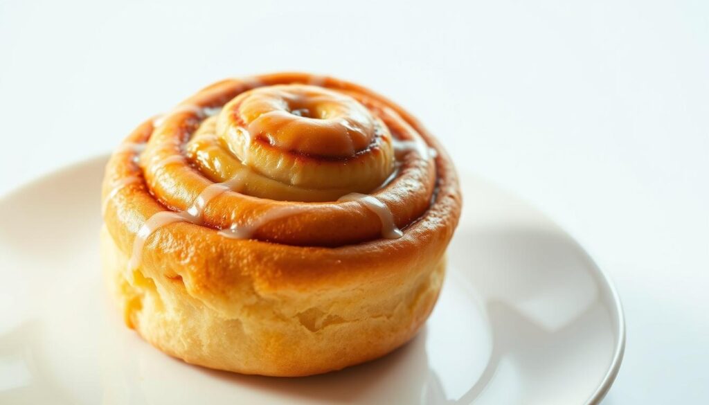 A delectable McDonald's cinnamon roll, fresh from the oven, sits atop a pristine white plate. The golden-brown pastry is swirled with cinnamon-sugar, glistening with a light glaze that catches the warm, natural lighting. The roll's soft, pillowy texture invites a mouthwatering bite, while the aroma of baked dough and sweet spices fills the air. Captured from a slightly elevated angle, the cinnamon roll commands the frame, its details clearly visible, highlighting the craftsmanship and care put into its preparation. A simple, clean background allows the pastry to shine, conveying a sense of quality and attention to detail that reflects the essence of McDonald's classic menu item. A delectable McDonald's cinnamon roll, fresh from the oven, sits atop a pristine white plate. The golden-brown pastry is swirled with cinnamon-sugar, glistening with a light glaze that catches the warm, natural lighting. The roll's soft, pillowy texture invites a mouthwatering bite, while the aroma of baked dough and sweet spices fills the air. Captured from a slightly elevated angle, the cinnamon roll commands the frame, its details clearly visible, highlighting the craftsmanship and care put into its preparation. A simple, clean background allows the pastry to shine, conveying a sense of quality and attention to detail that reflects the essence of McDonald's classic menu item.