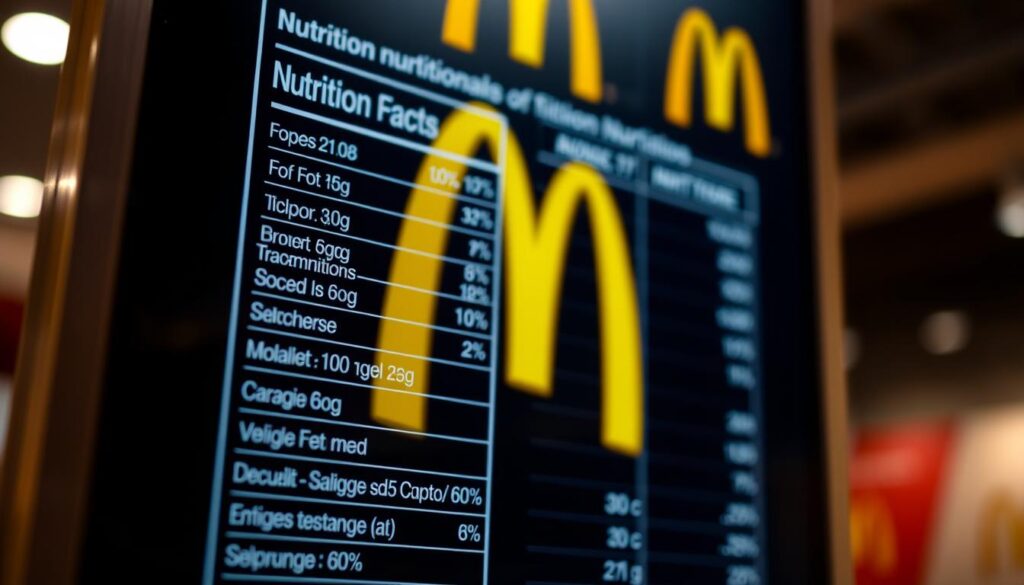 A detailed and visually striking image of McDonald's nutrition information, showcasing a sleek, modern presentation. The foreground features a crisp, high-resolution display of nutritional facts and figures, with a clean, minimalist design that emphasizes clarity and readability. The middle ground includes a subtle, blurred background of the McDonald's logo, gently drawing the viewer's attention to the key information. The overall lighting is soft and evenly distributed, creating a professional, authoritative atmosphere. The camera angle is slightly elevated, giving the image a sense of importance and relevance. The mood is informative and practical, conveying the essential details that a health-conscious consumer would need to make an informed decision. A detailed and visually striking image of McDonald's nutrition information, showcasing a sleek, modern presentation. The foreground features a crisp, high-resolution display of nutritional facts and figures, with a clean, minimalist design that emphasizes clarity and readability. The middle ground includes a subtle, blurred background of the McDonald's logo, gently drawing the viewer's attention to the key information. The overall lighting is soft and evenly distributed, creating a professional, authoritative atmosphere. The camera angle is slightly elevated, giving the image a sense of importance and relevance. The mood is informative and practical, conveying the essential details that a health-conscious consumer would need to make an informed decision.