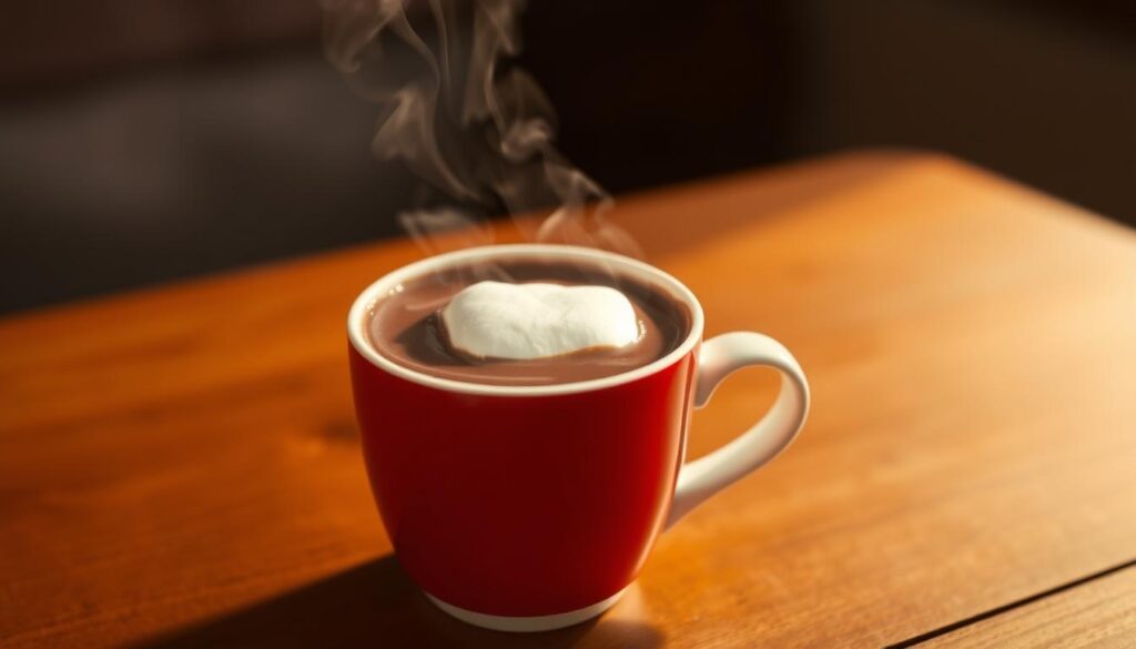 A steaming cup of hot chocolate on a wooden table, with a white marshmallow floating atop the rich, chocolatey liquid. The lighting is warm and inviting, casting a soft glow on the scene. The background is blurred, allowing the focus to be solely on the captivating beverage. The cup itself is the iconic McDonald's red and white, instantly recognizable. The steam rises delicately, hinting at the comforting temperature and flavor. This image perfectly captures the essence of McDonald's hot chocolate, a classic and beloved treat. A steaming cup of hot chocolate on a wooden table, with a white marshmallow floating atop the rich, chocolatey liquid. The lighting is warm and inviting, casting a soft glow on the scene. The background is blurred, allowing the focus to be solely on the captivating beverage. The cup itself is the iconic McDonald's red and white, instantly recognizable. The steam rises delicately, hinting at the comforting temperature and flavor. This image perfectly captures the essence of McDonald's hot chocolate, a classic and beloved treat.