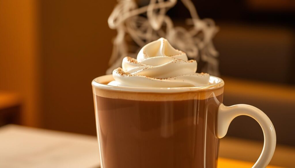A steaming cup of rich, creamy hot chocolate, the type you'd find at a McDonald's restaurant, set against a cozy, inviting background. The beverage is the focal point, with a swirl of whipped cream on top and a light dusting of cocoa powder. The lighting is warm and soft, creating a comforting atmosphere, as if the viewer is sitting in a McDonald's cafe on a chilly day. The background is slightly blurred, hinting at the familiar decor of a McDonald's establishment, with clean lines and neutral tones. The overall impression is one of a satisfying, year-round treat that can be enjoyed at McDonald's. A steaming cup of rich, creamy hot chocolate, the type you'd find at a McDonald's restaurant, set against a cozy, inviting background. The beverage is the focal point, with a swirl of whipped cream on top and a light dusting of cocoa powder. The lighting is warm and soft, creating a comforting atmosphere, as if the viewer is sitting in a McDonald's cafe on a chilly day. The background is slightly blurred, hinting at the familiar decor of a McDonald's establishment, with clean lines and neutral tones. The overall impression is one of a satisfying, year-round treat that can be enjoyed at McDonald's.