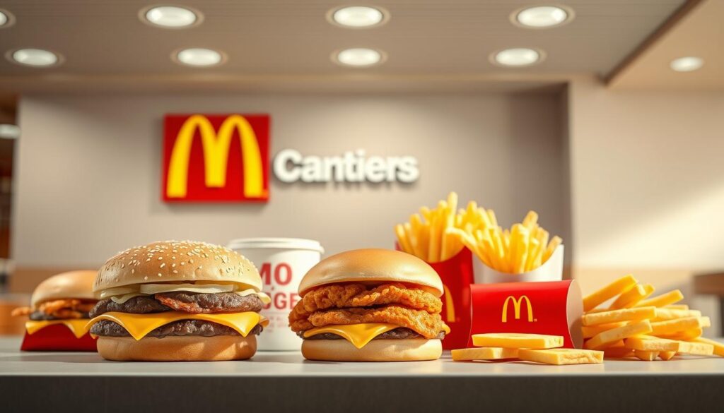 A vibrant and photorealistic image of the McDonald's dollar menu, showcasing a neatly arranged selection of classic value items against a clean, well-lit background. The foreground features an array of iconic menu items, including a Big Mac, McChicken, and a stack of golden french fries, all captured with crisp, high-resolution detail. The middle ground showcases the familiar McDonald's branding and packaging, while the background subtly hints at the restaurant's modern, minimalist interior design. The image is lit with a soft, directional light that creates a warm, appetizing atmosphere, and the camera angle is slightly elevated to provide a visually appealing, comprehensive view of the menu offerings. A vibrant and photorealistic image of the McDonald's dollar menu, showcasing a neatly arranged selection of classic value items against a clean, well-lit background. The foreground features an array of iconic menu items, including a Big Mac, McChicken, and a stack of golden french fries, all captured with crisp, high-resolution detail. The middle ground showcases the familiar McDonald's branding and packaging, while the background subtly hints at the restaurant's modern, minimalist interior design. The image is lit with a soft, directional light that creates a warm, appetizing atmosphere, and the camera angle is slightly elevated to provide a visually appealing, comprehensive view of the menu offerings.
