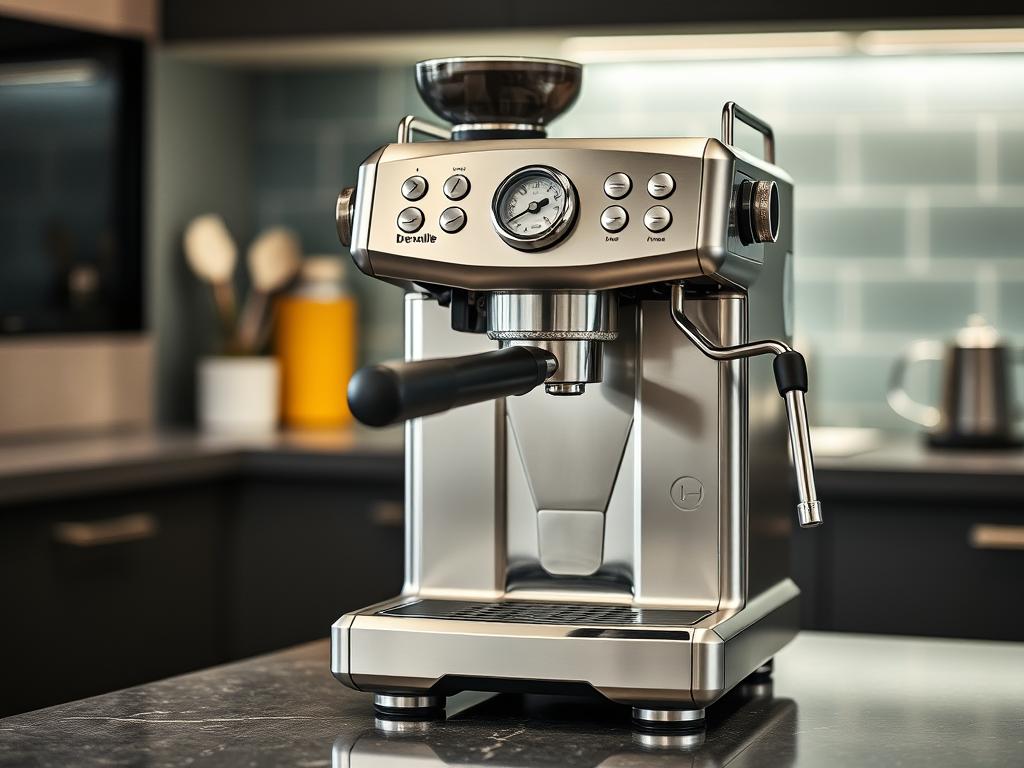 Breville Barista Express espresso machine with built-in grinder and pressure gauge