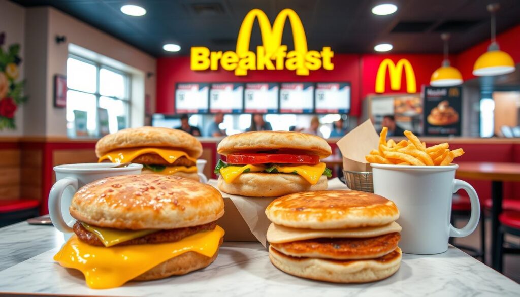 Generate an image of McDonald's breakfast menu. Generate an image of McDonald's breakfast menu.