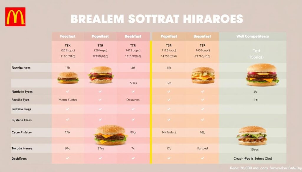 Generate an image of a breakfast comparison chart between McDonald's and its competitors. Generate an image of a breakfast comparison chart between McDonald's and its competitors.