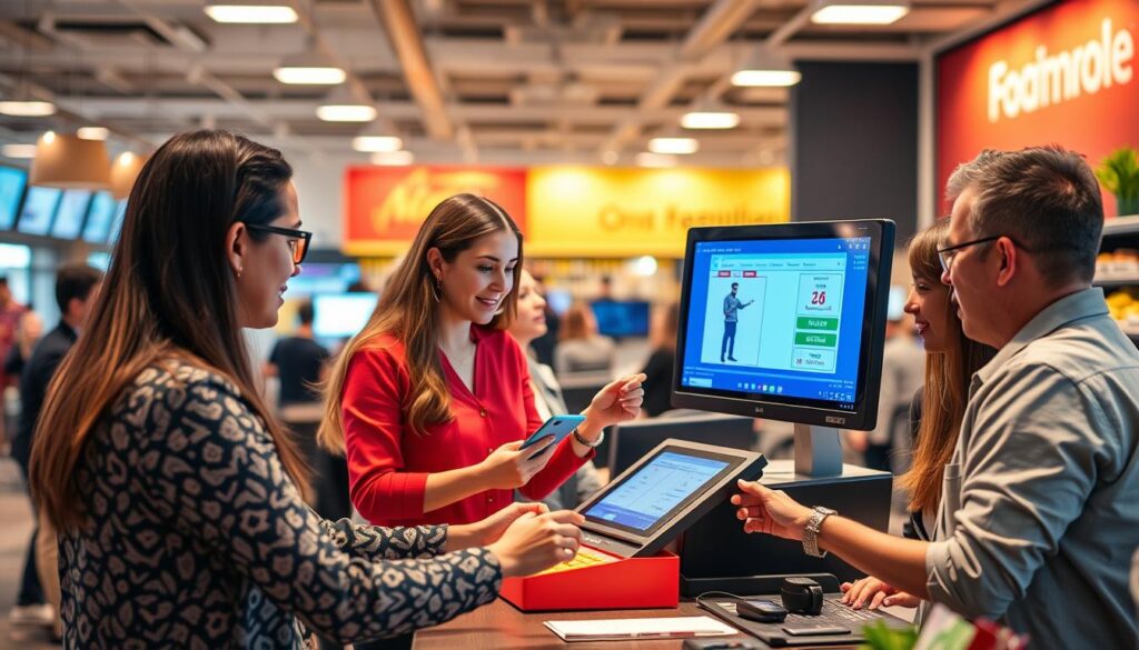 Generate an image of a business training session using gamified POS training solutions Generate an image of a business training session using gamified POS training solutions