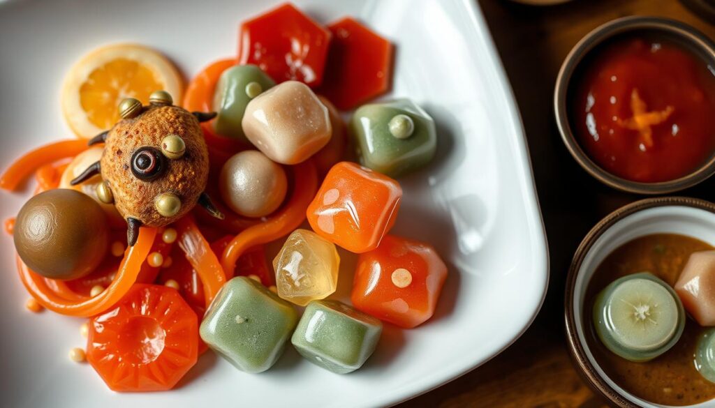 Generate an image of the Dalgona Candy included with the Squid Game Meal. Generate an image of the Dalgona Candy included with the Squid Game Meal.