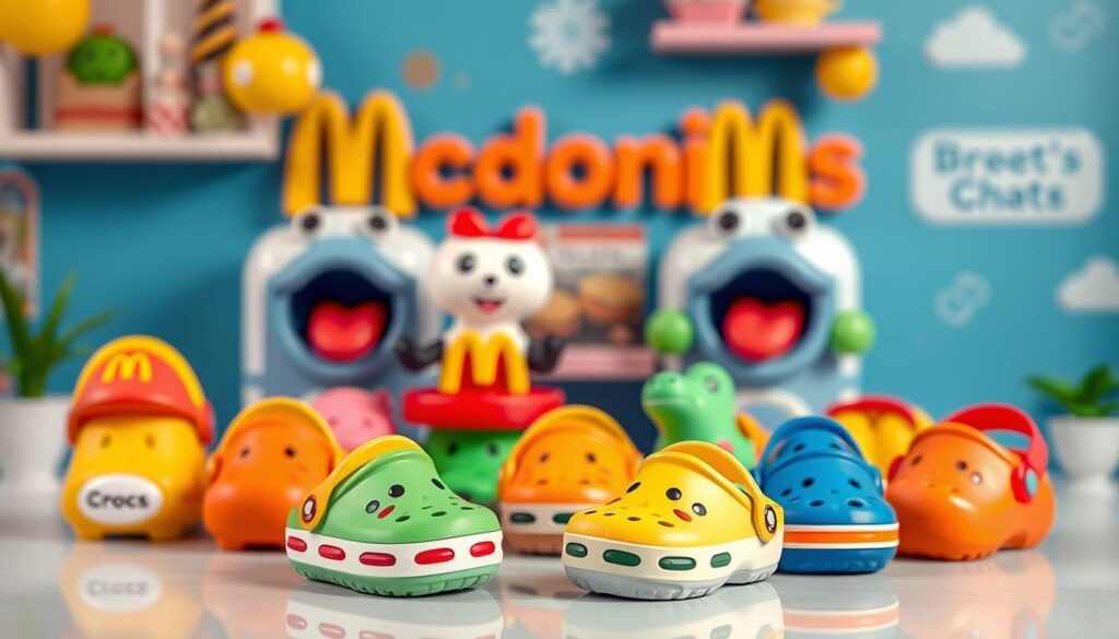 Generate an image of the McDonald's Crocs toys collection Generate an image of the McDonald's Crocs toys collection