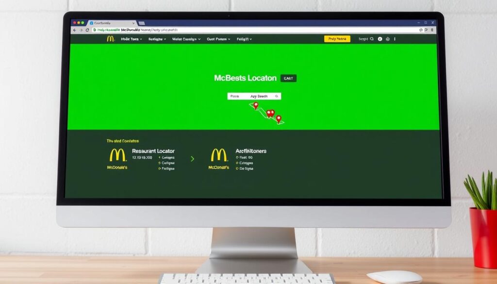 Generate an image of the McDonald's Restaurant Locator page on a desktop screen.