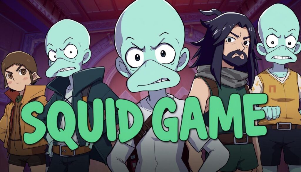 Generate an image representing the main characters from Squid Game Generate an image representing the main characters from Squid Game