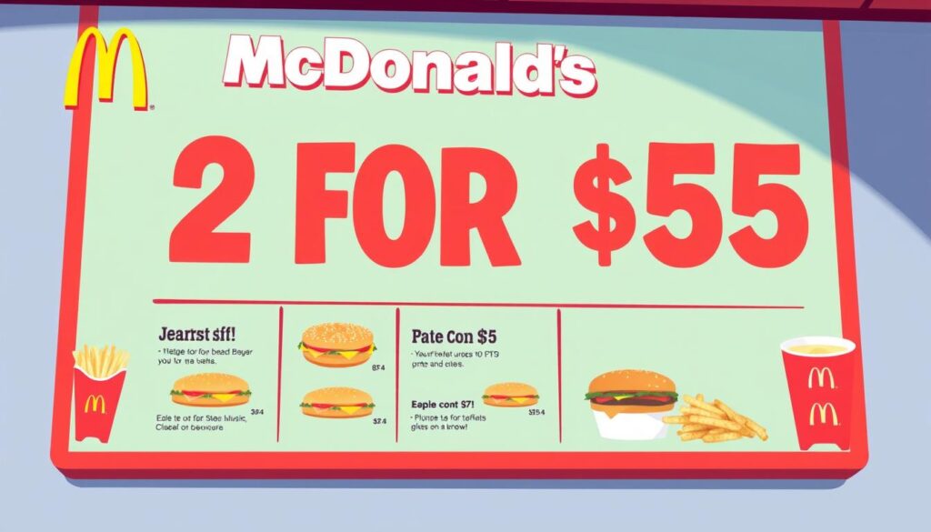 Image of McDonald's 2 for $5 deal menu board