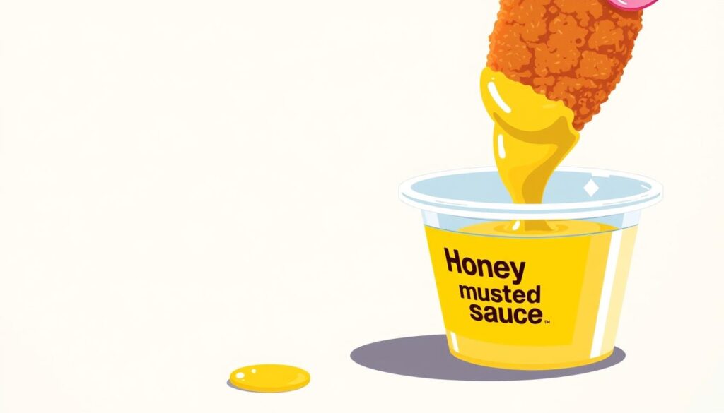 Image of McDonald's Honey Mustard sauce being dipped with Chicken McNuggets