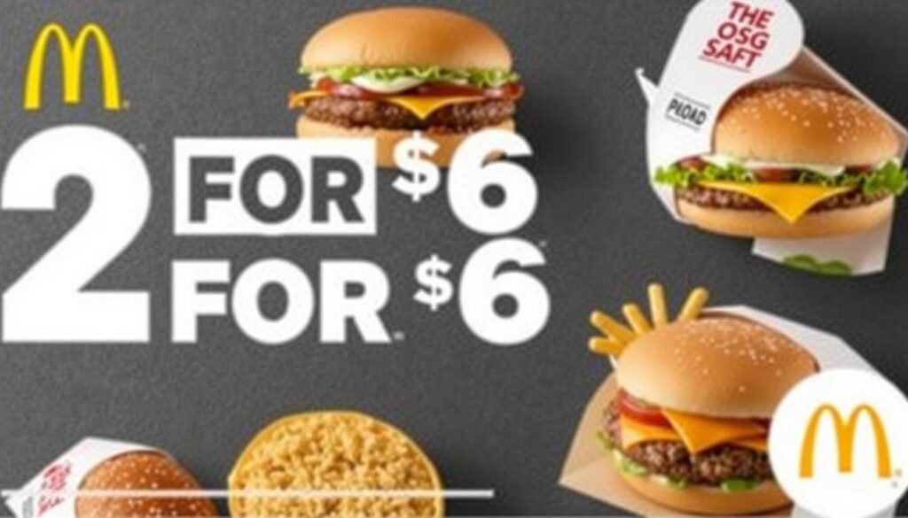 Image of McDonald's menu items included in the 2 for $6 deal Image of McDonald's menu items included in the 2 for $6 deal