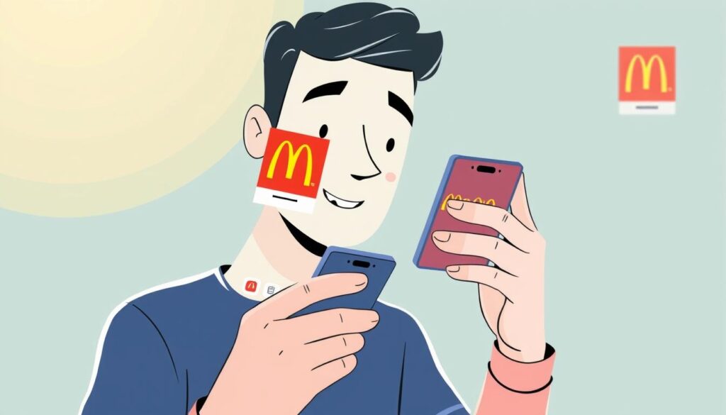 Image of a person using the McDonald's app on their mobile device Image of a person using the McDonald's app on their mobile device